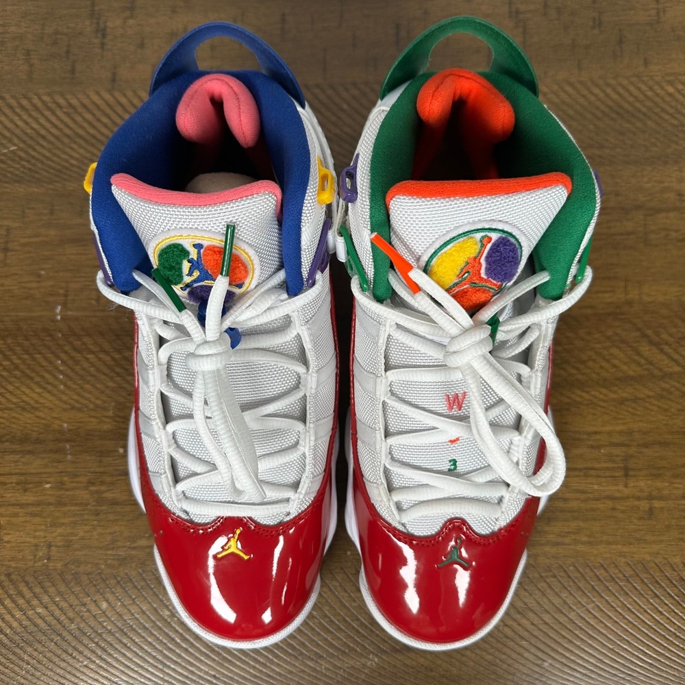 Air Jordan 6 Rings Shoes Mens 8 White Gym Red Multicolor Sneakers CW7003-100 - Picture 5 of 10